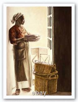 Dame près de la fenêtre Aquarelle Giclee Consuelo Gamboa Art Afro-Américain 22x30