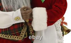 Dansant M. & Mme Père Noël Afro-américains ethniques en rouge, vert, or à carreaux 16