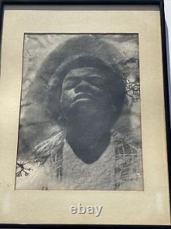 Dessin original de Richard Wyatt Jr Portrait des années 1970 de l'Afro-Américain Célèbre Rare