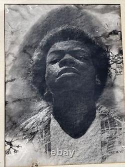 Dessin original de Richard Wyatt Jr Portrait des années 1970 de l'Afro-Américain Célèbre Rare