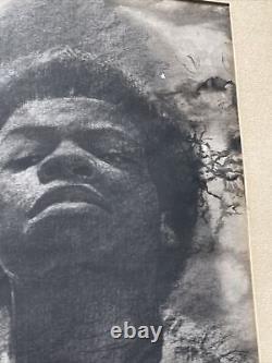 Dessin original de Richard Wyatt Jr Portrait des années 1970 de l'Afro-Américain Célèbre Rare