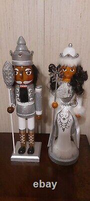 Deux princesses de Noël afro-américaines, Casse-Noisette et Roi des flocons de neige argentés