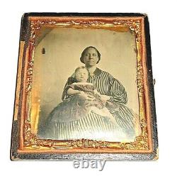 Esclave de l'ère de la guerre civile 6ème P. Ambrotype Nourrice noire africaine-américaine bébé blanc