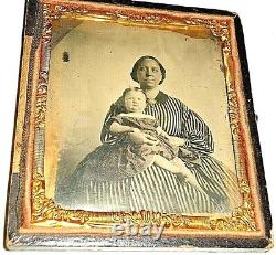 Esclave de l'ère de la guerre civile 6ème P. Ambrotype Nourrice noire africaine-américaine bébé blanc