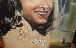 Femme afro-américaine - Peinture à l'huile sur toile vintage non signée