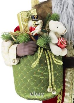 Figurine de Noël Santa Claus ethnique afro-américain de 36 pouces debout