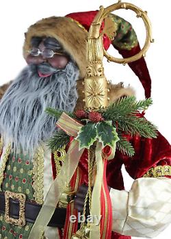 Figurine de Noël Santa Claus ethnique afro-américain de 36 pouces debout