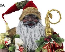 Figurine de Noël Santa Claus ethnique afro-américain de 36 pouces debout