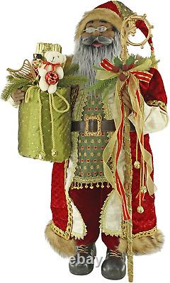 Figurine de Noël Santa Claus ethnique afro-américain de 36 pouces debout