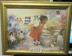 G. Rose Washday, Jeune Fille Afro-Américaine jouant du Giclee sur Toile