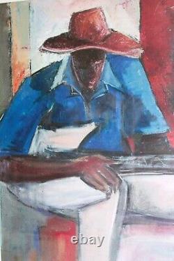 Grande lithographie signée numérotée Blues Man Art africain américain d'Ephraim Urevbu