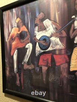 Groupe de musique afro-américain jouant de la batterie et de la guitare - Impression encadrée d'art culturel 1991