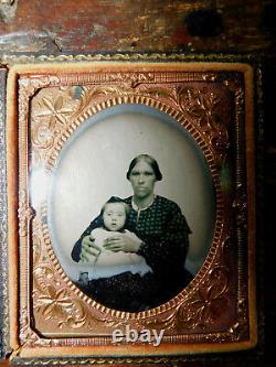 Guerre Civile D'esclaves 6ème Pl. Ambrotype African American Black Nanny White Baby