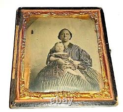 Guerre Civile Esclave 6ème. P. Ambrotype African American Black Nanny White Baby