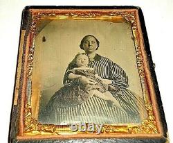 Guerre Civile Esclave 6ème. P. Ambrotype African American Black Nanny White Baby