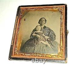 Guerre Civile Esclave 6ème. P. Ambrotype African American Black Nanny White Baby