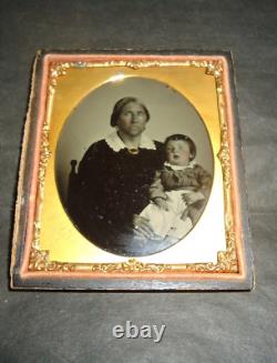 I. D. Esclave Ambrotype de l'Ère de la Guerre Civile Américaine Nourrice Noire avec Bébé Blanc