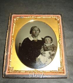 I. D. Esclave Ambrotype de l'Ère de la Guerre Civile Américaine Nourrice Noire avec Bébé Blanc