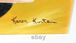 Karen Kurtz, homme afro-américain avec une bouteille, peinture originale à l'huile sur toile.