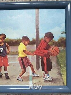 Lithographie Sur Toile de ROBERT BRASHER : Des Garçons Afro-Américains Jouant au Basketball