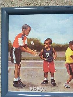 Lithographie de ROBERT BRASHER sur toile : Des garçons afro-américains jouant au basketball