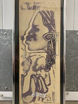 Lithographie rare de l'artiste afro-américain McIntosh de 1974, dans le style du futurisme afro-américain vintage.