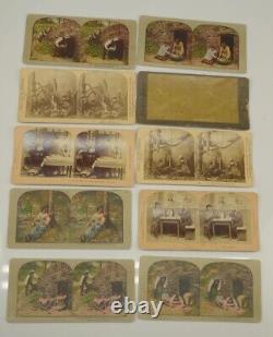 Lot de 10 cartes photographiques STEREOVIEW antiques RARES d'Afro-Américains