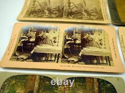 Lot de 10 cartes photographiques STEREOVIEW antiques RARES d'Afro-Américains