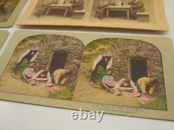 Lot de 10 cartes photographiques STEREOVIEW antiques RARES d'Afro-Américains