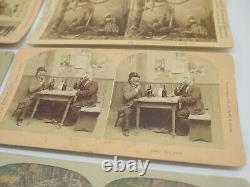 Lot de 10 cartes photographiques STEREOVIEW antiques RARES d'Afro-Américains