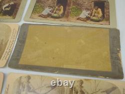 Lot de 10 cartes photographiques STEREOVIEW antiques RARES d'Afro-Américains