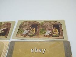 Lot de 10 cartes photographiques STEREOVIEW antiques RARES d'Afro-Américains