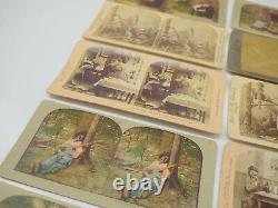 Lot de 10 cartes photographiques STEREOVIEW antiques RARES d'Afro-Américains