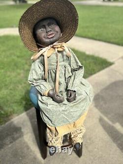 Magasin de campagne d'Annett Poupée primitive afro-américaine Jenny avec chapeau 168/500