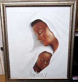 Mère afro-américaine Woodrum et enfant - Grande peinture sur toile en giclée