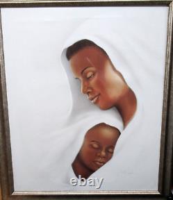 Mère afro-américaine Woodrum et enfant - Grande peinture sur toile en giclée