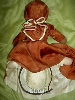 Merveilleux, antique en tissu, TOPSY TURVY, marron et blanc, poupée à double face