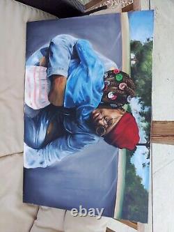 Ordaz Signé Africain Américain Père Et Enfant Canvas Painting