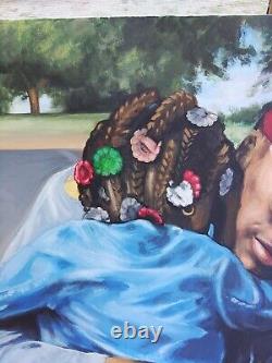 Ordaz Signé Africain Américain Père Et Enfant Canvas Painting