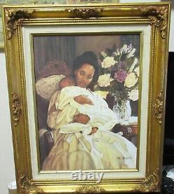 Peinture Giclée sur toile 'Melinda Byers, mère afro-américaine et enfant'