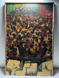 Peinture à l'huile abstraite figurative du club de nuit afro-américain Estrada 1954