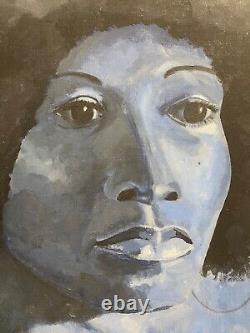 Peinture à l'huile de portrait de la puissance noire moderne africaine américaine vintage, Keni des années 1960