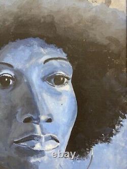 Peinture à l'huile de portrait de la puissance noire moderne africaine américaine vintage, Keni des années 1960