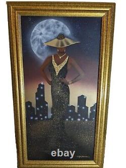 Peinture à l'huile originale sur toile Femme noire/américaine africaine Ethnique - SIGNÉE
