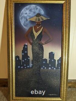 Peinture à l'huile originale sur toile Femme noire/américaine africaine Ethnique - SIGNÉE