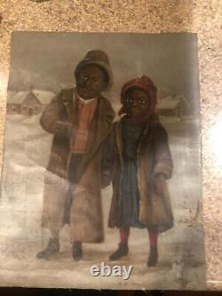 Peinture antique américaine africaine L. V FARMER VIEILLE RARE