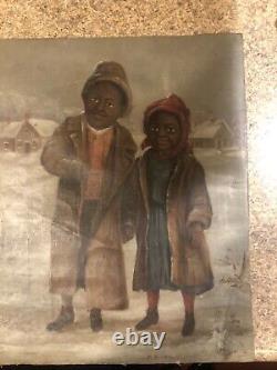 Peinture antique américaine africaine L. V FARMER VIEILLE RARE