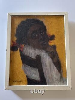 Peinture d'Américana Noire Portrait d'une Fille Afro-Américaine John Doyle Célèbre 1960