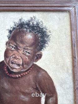 Peinture de Kent Cottrell: Bébé Afro-Américain dans le style Black Americana, Antiquité répertoriée de 1940