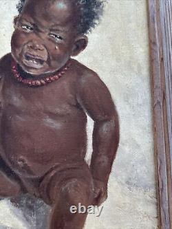 Peinture de Kent Cottrell: Bébé Afro-Américain dans le style Black Americana, Antiquité répertoriée de 1940